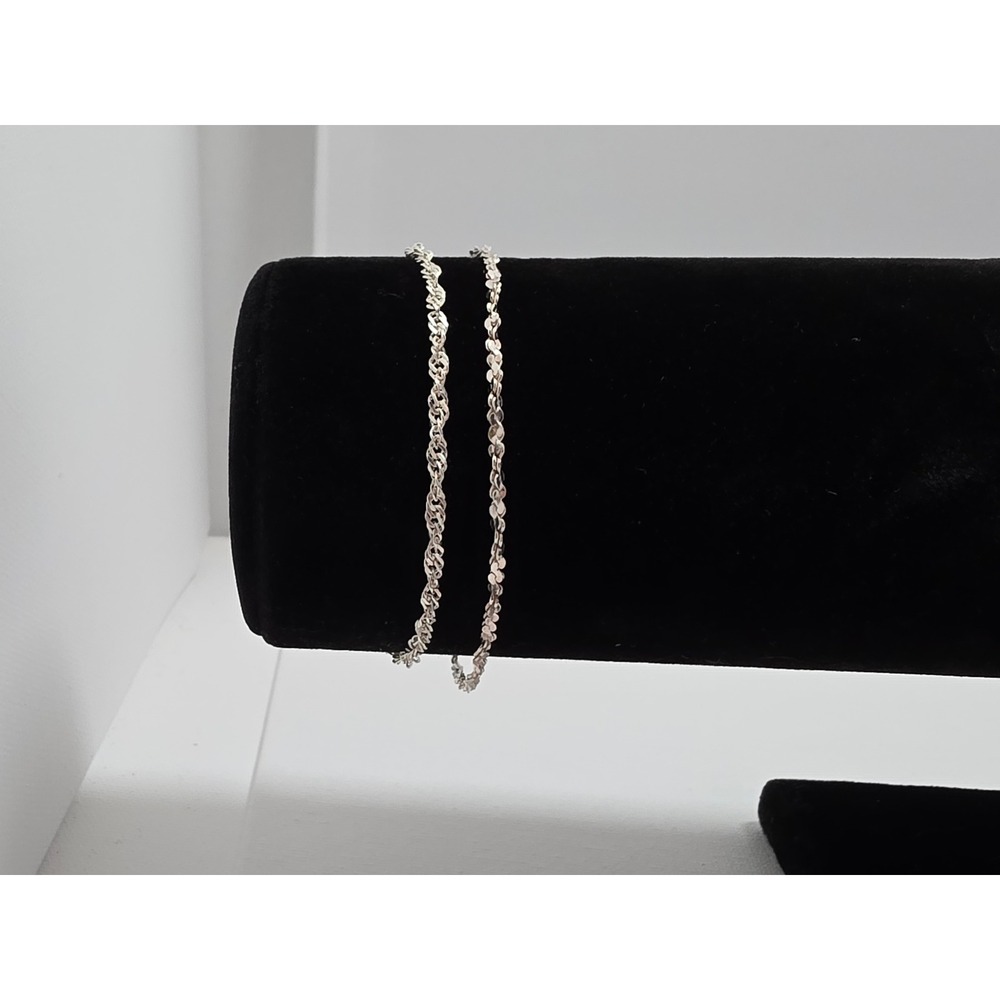 Set of 2 Peru 925 Sterling Silver Rope and Link Bracelets 7in 6.875in 4g